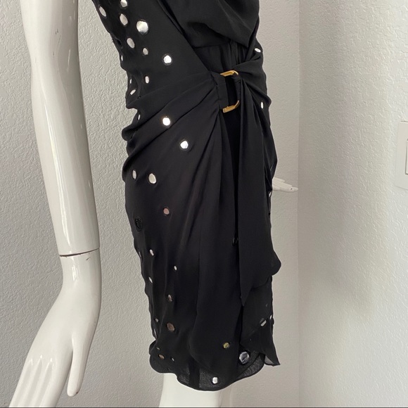 emanuel ungaro black sequin silk drape dress - Picture 5 of 10